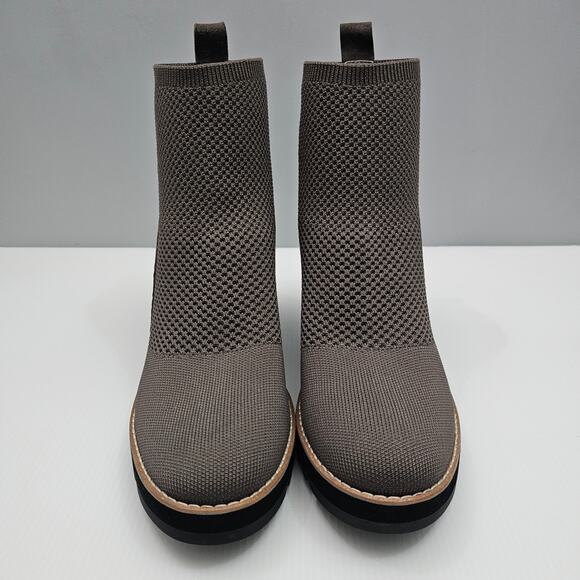 NEW Eileen Fisher Quill Ankle Bootie Womens 11 Rye Brown Knit Wedge Platform - Picture 4 of 13